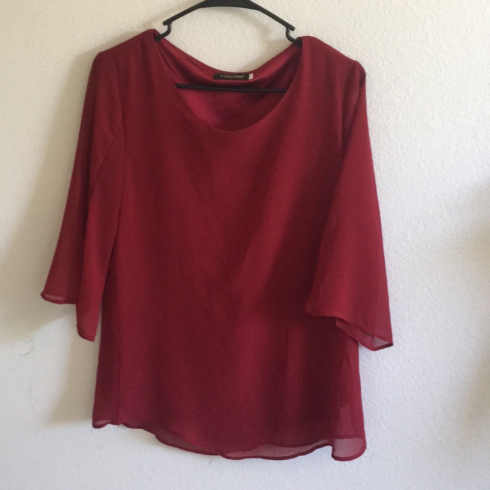 Flowy chiffon 3/4 sleeve blouse